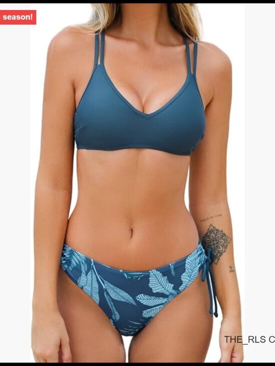 Other - Two Piece Bikini Set with Criss Cross Back and Double Spaghetti Straps